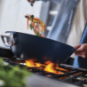 Folding Handle Wok with Lid 32cm Blue - Space
