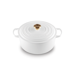Cast Iron Round Casserole 28cm White