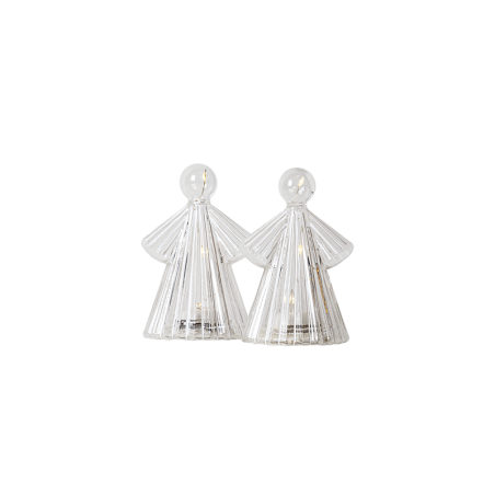 Conjunto de 2 Anjos 10cm Transparente/Branco - Alberte