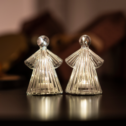 Conjunto de 2 Anjos 10cm Transparente/Branco - Alberte