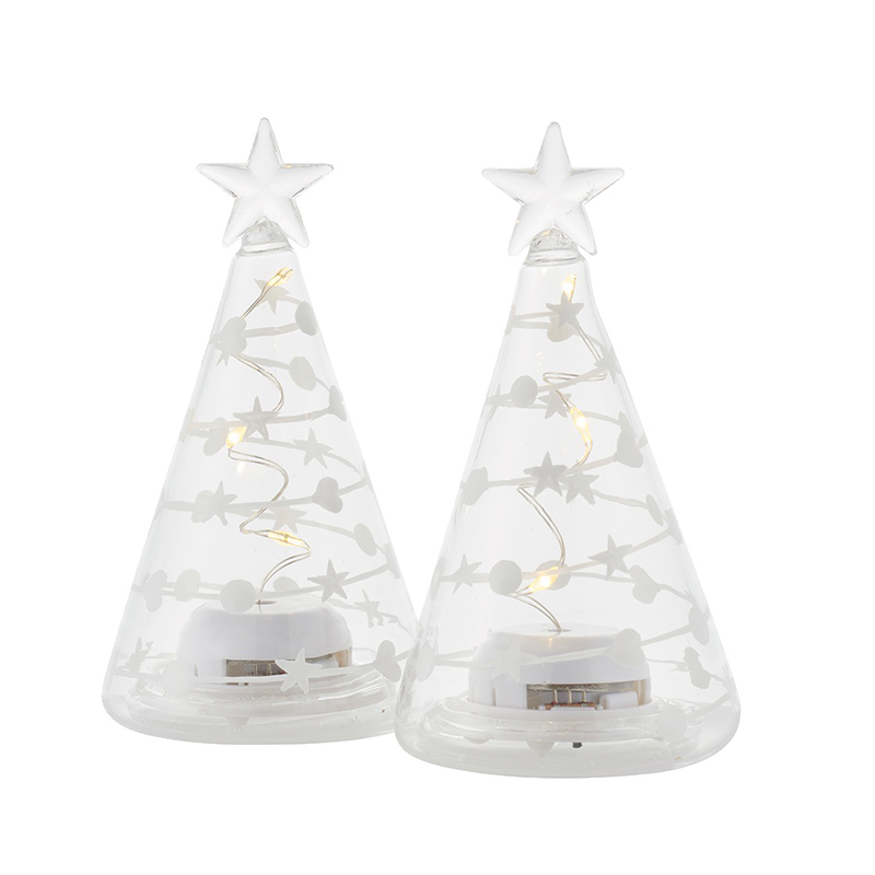 Set of 2 Christmas Trees 11cm Transparent and White - Sweet