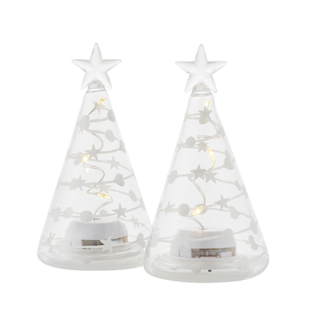 Set of 2 Christmas Trees 11cm Transparent and White - Sweet