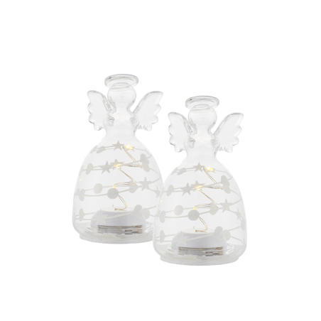 Conj. 2 Anjos 9cm Transparente e Branco - Sweet