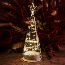 Árvore de Natal 22cm Transparente e Branco - Sweet