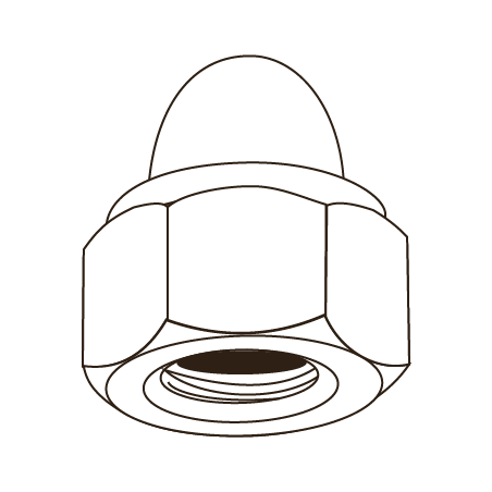 CHEMITOOL Prevailing Torque Hexagon Domed Nut with Non-Metallic Insert DIN 986 M6 8 White Zinc Plated