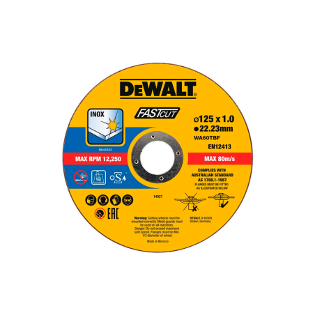 Disco de Corte de Metal Abrasivo Aglomerado de 125x1mm (100 Discos) DEWALT