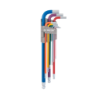 KING TONY Set of 9 Color Coded Ball Head Extra-long Hex Key