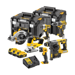 Kit de 5 Máquinas sin Escobillas 18V + Linterna + 3 Baterías XR18V DEWALT