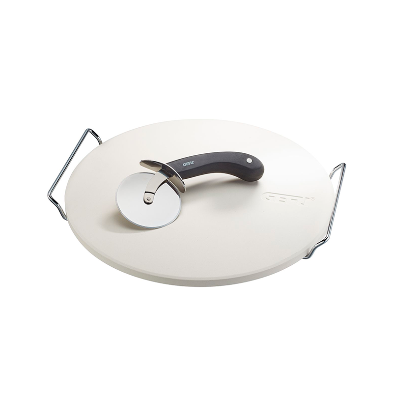 Round Pizza Stone with Stand and Cutter - Darioso Round Pizza Stone with Stand and Cutter - Darioso