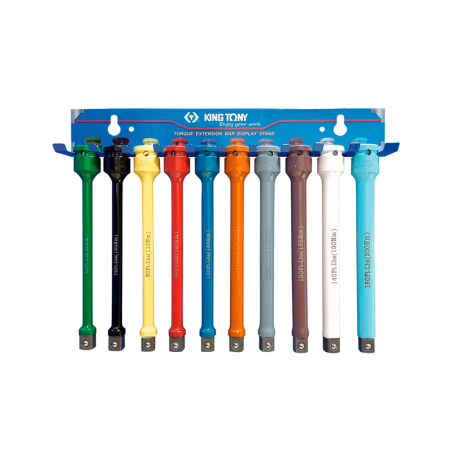 KING TONY Set of 10 Torque 1/2' Extension Bar with Support Included