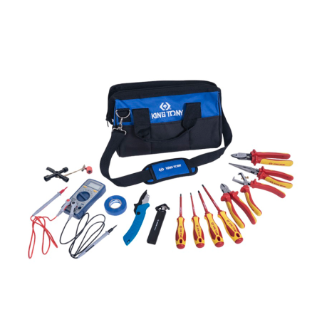 KING TONY Electrician's Fabric Bag with 14 Tools