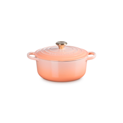 Tacho Cocotte Redonda 20cm Peche com Pega Dourado - Signature