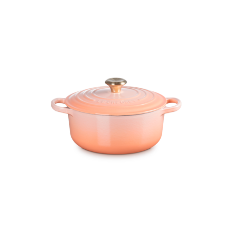 Tacho Cocotte Redonda 20cm Peche com Pega Dourado - Signature