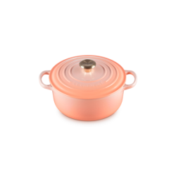 Tacho Cocotte Redonda 20cm Peche com Pega Dourado - Signature