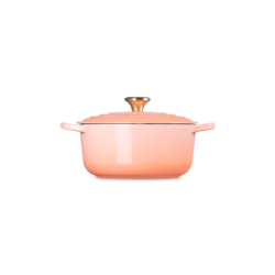 Tacho Cocotte Redonda 20cm Peche com Pega Dourado - Signature