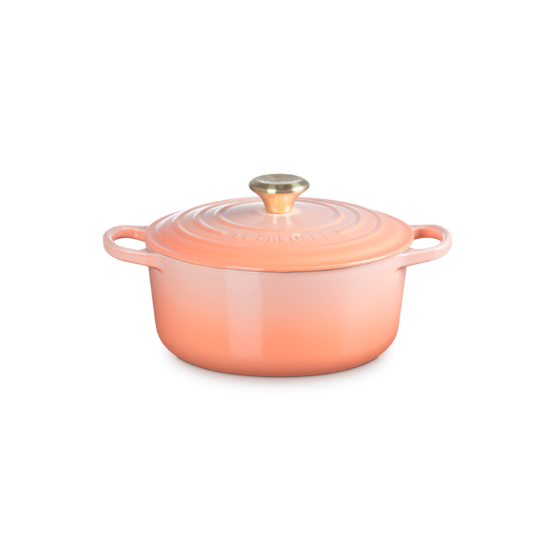 Tacho Cocotte Redonda 24cm Peche com Pega Dourado - Signature