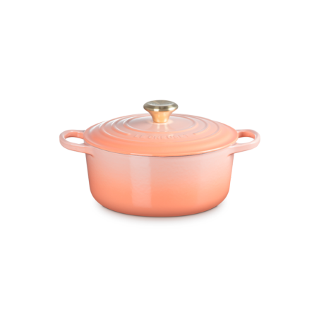 Tacho Cocotte Redonda 24cm Peche com Pega Dourado - Signature