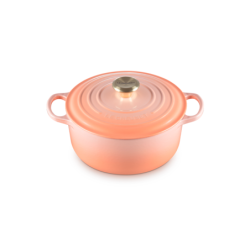 Tacho Cocotte Redonda 24cm Peche com Pega Dourado - Signature