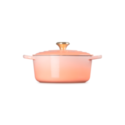 Tacho Cocotte Redonda 24cm Peche com Pega Dourado - Signature