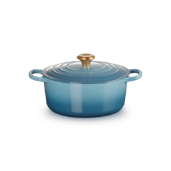 Tacho Cocotte Redonda 26cm Chambray com Pega Dourado - Signature