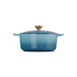 Tacho Cocotte Redonda 26cm Chambray com Pega Dourado - Signature