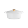 Oval Casserole 27cm White with Gold Knob - Signature