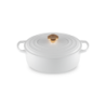 Oval Casserole 27cm White with Gold Knob - Signature
