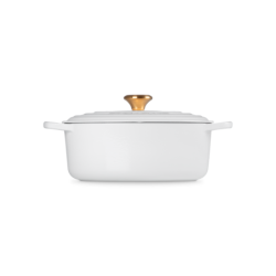 Oval Casserole 27cm White with Gold Knob - Signature