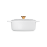Tacho Cocotte Oval 27cm Branco Botão Dourado - Signature