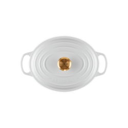 Oval Casserole 27cm White with Gold Knob - Signature
