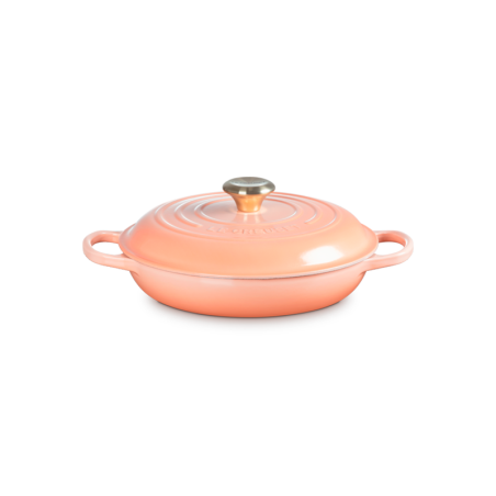 Shallow Casserole 26cm Peche with Gold Knob - Signature