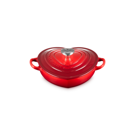Heart Dish Cerise with Heart Silver Knob - L'Amour