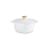 Tacho Cocotte Coração 20cm Branco com Pega Dourado - L'Amour