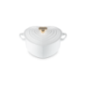 Tacho Cocotte Coração 20cm Branco com Pega Dourado - L'Amour