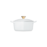 Tacho Cocotte Coração 20cm Branco com Pega Dourado - L'Amour
