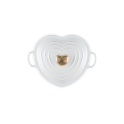 Tacho Cocotte Coração 20cm Branco com Pega Dourado - L'Amour