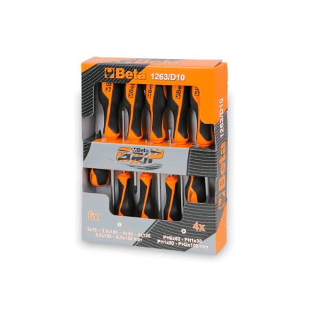 BETA 1263/D10 Set of 10 GRIP Screwdrivers