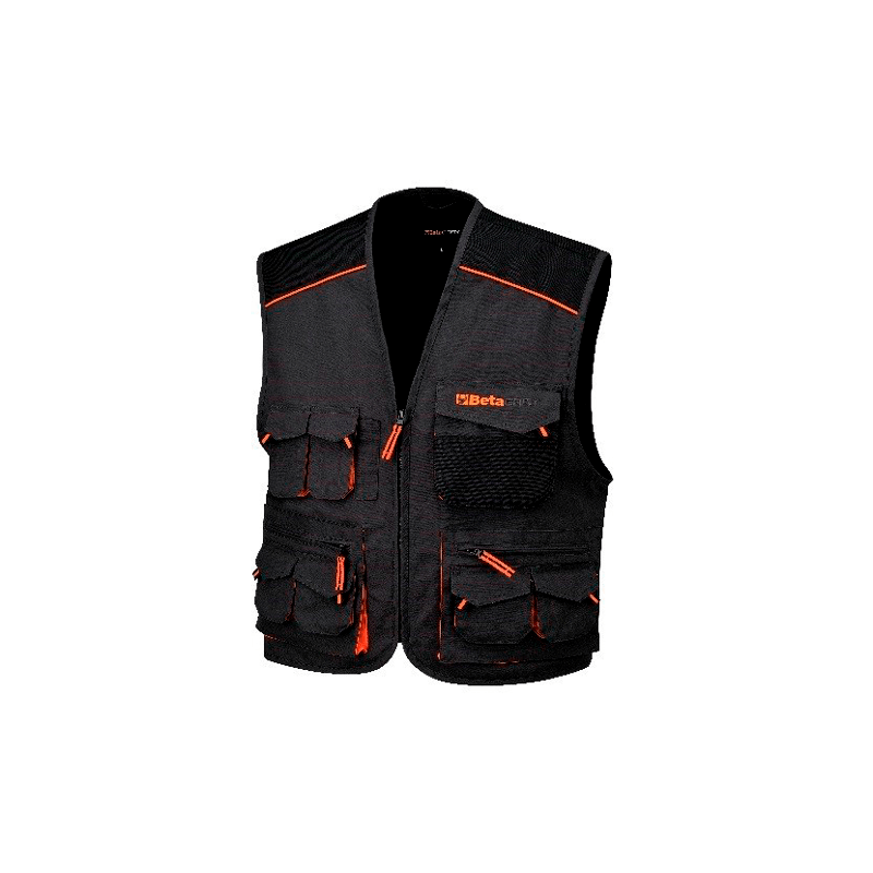 Colete de Trabalho Multi-Bolsos em Lona com Aplicações Oxford XXL Cinza 7907E BETA Colete de Trabalho Multi-Bolsos em Lona com Aplicações Oxford XXL Cinza 7907E BETA