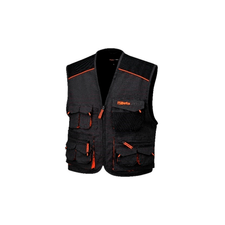 BETA 7907E XXL Grey Multi-Pocket Canvas Work Vest with Oxford Appliques