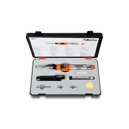 BETA 1827/K Gas Soldering Iron with 7 Accessories in Case with Soft Polyethylene Foam Base