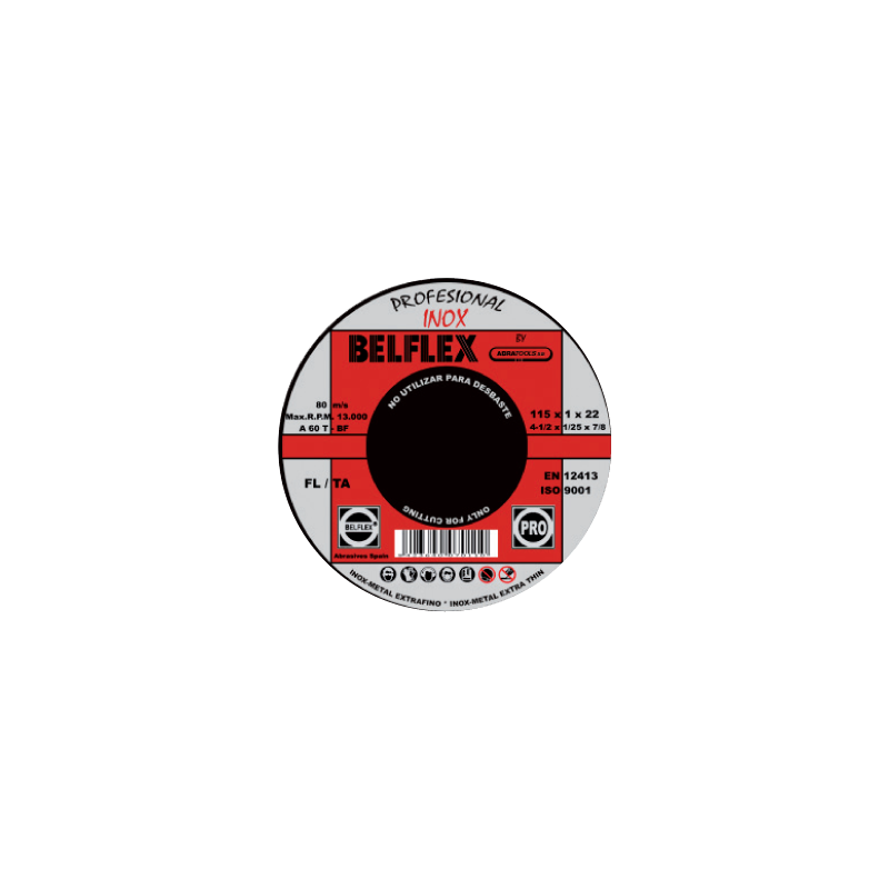 Disco de Corte Aço Inoxidável Fino 125 x 1 x 22 mm BELFLEX