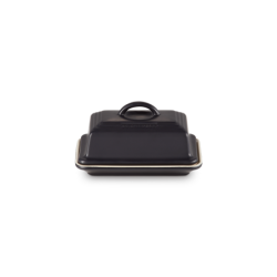 Stoneware Butter Dish - Black Matte