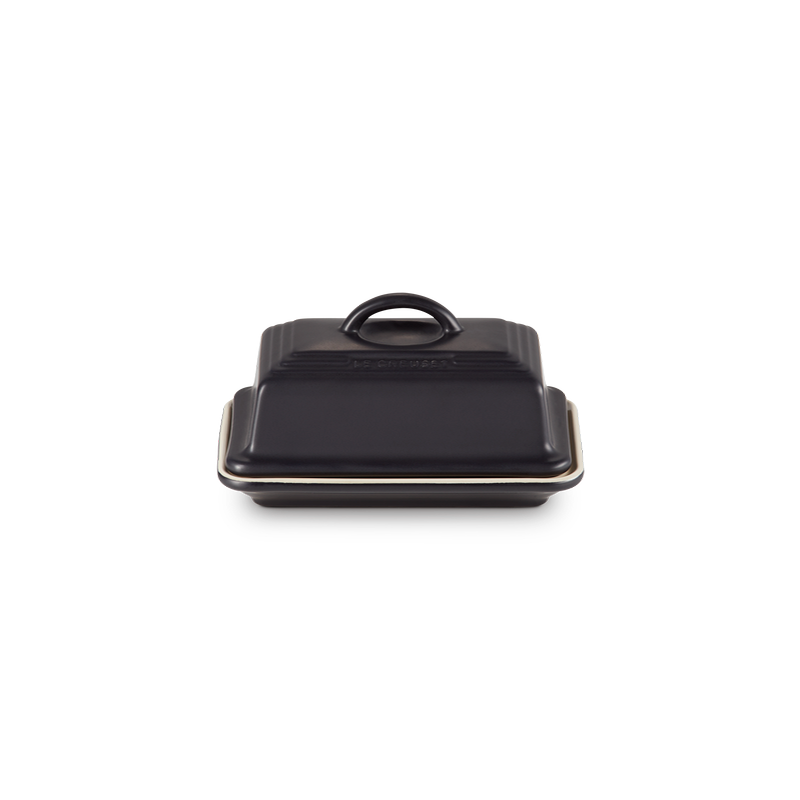 Stoneware Butter Dish - Black Matte
