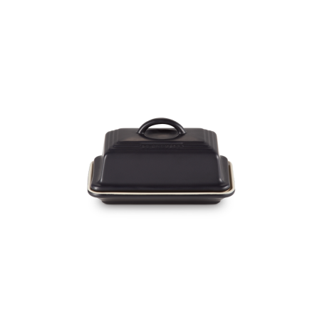 Stoneware Butter Dish - Black Matte