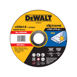 Disco de Corte Plano INOX con Grano de Óxido de Aluminio Profesional Corte Fino 230 x 1,9 x 22,23mm DEWALT