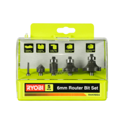 Caixa com 5 Fresas de Tupia 6mm RYOBI