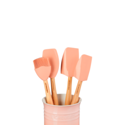 Pote e Conjunto de 4 Espátulas Peach