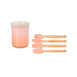 Pote e Conjunto de 4 Espátulas Peach