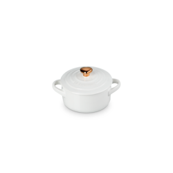 Mini Cocotte Branco com Pega em Coração Dourado - L'Amour