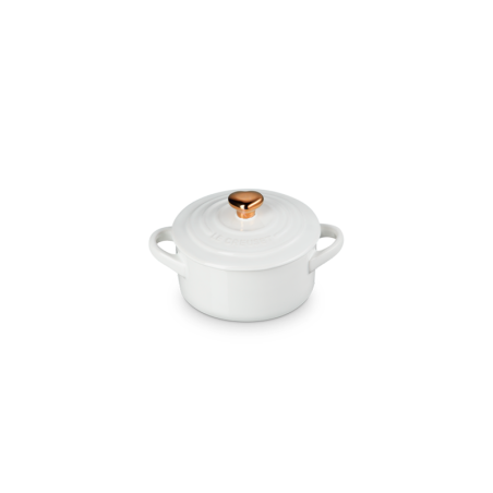 Mini Cocotte Branco com Pega em Coração Dourado - L'Amour